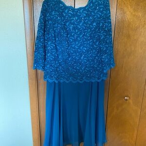 Alex Evenings Peacock Asymmetrical A-Line Dress